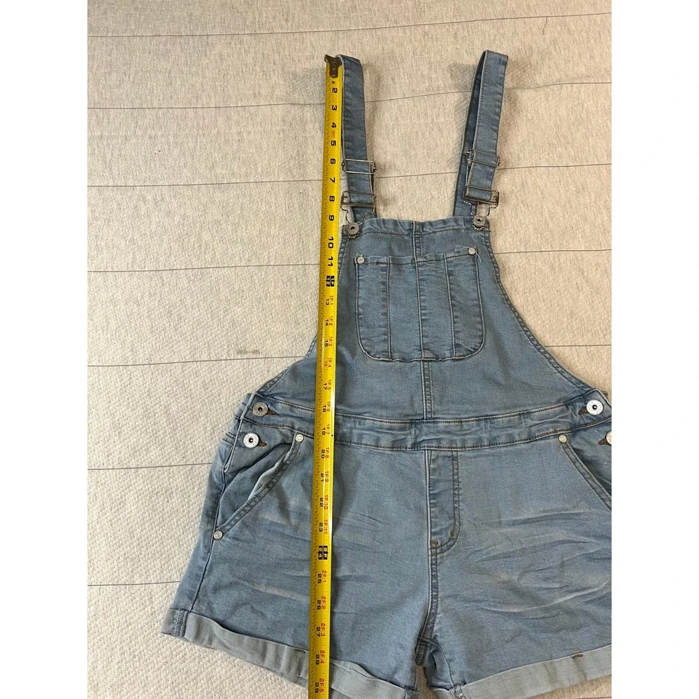 Listicle Women Small Denim Shortalls Light Wash Stretch Adjustable Strap Overall